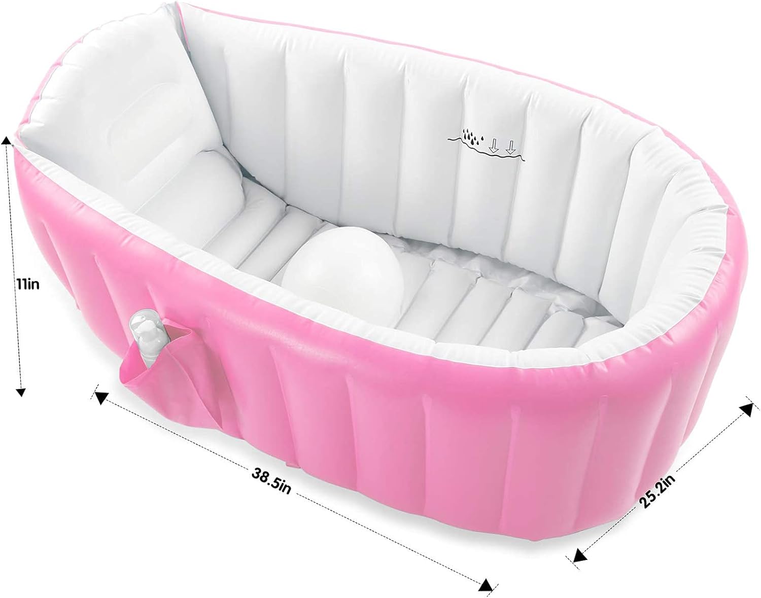 UUHOME Baby Inflatable Bathtub, Portable Infant Toddler Bathing Tub Non Slip Travel Bathtub Mini Air Swimming Pool Kids Thick Foldable Shower Basin with Air Pump (Pink)