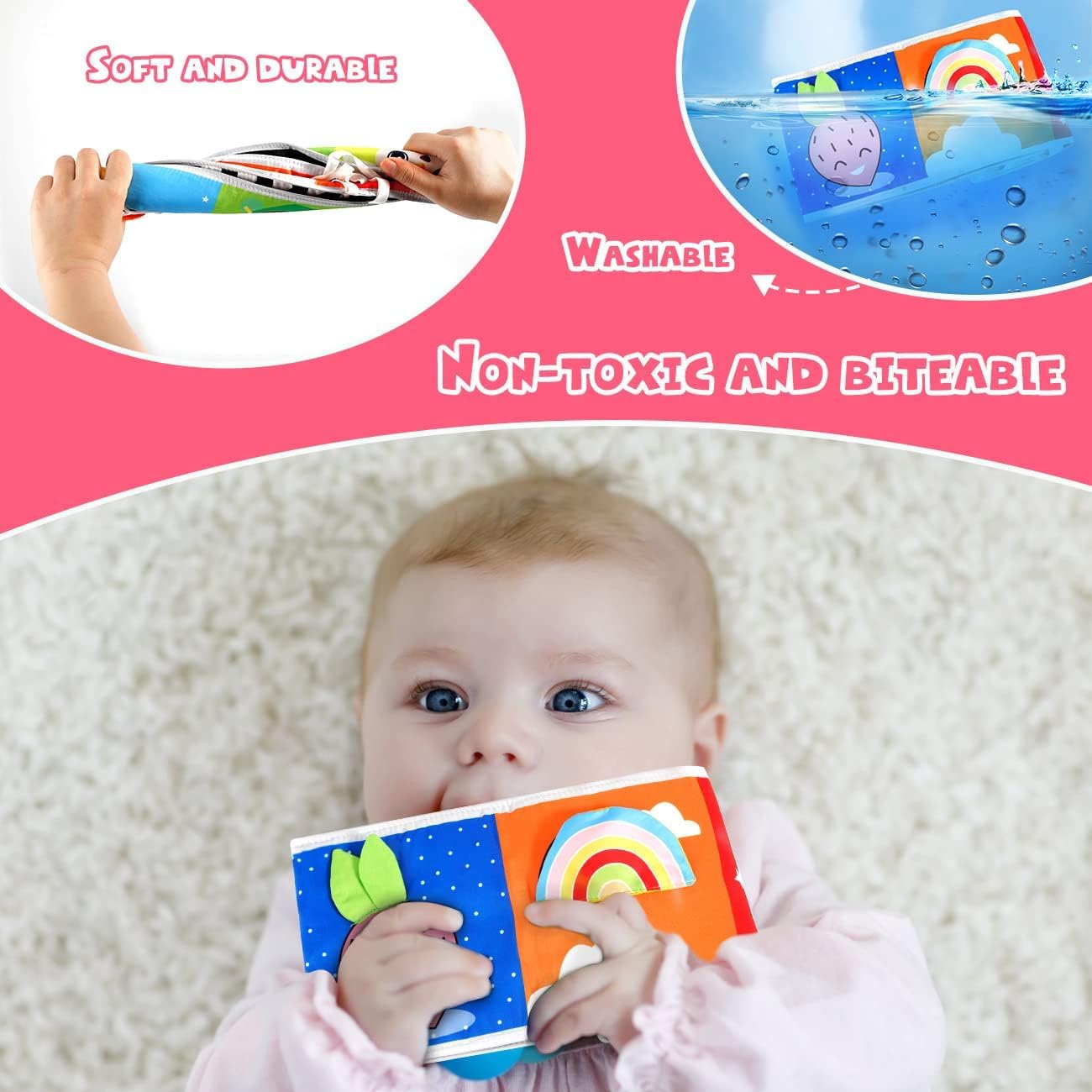 Baby toys 0-6-12 months boy girl gifts,infant tummy time toys 0-3-6 months, black and white high contrast soft baby books for 0-6 months, montessori senory toys for babies 6-12 months newborn toys