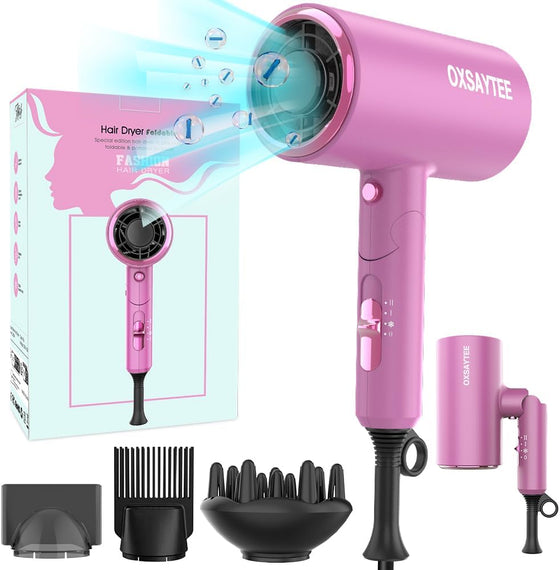 Oxsaytee hair dryer 2200W Professional Salon Hair Blow Dryer with Diffuser Low Noise Lightweight 3 Heating 2 Speed Cold Settings Blow Hairdryer for Home Travel