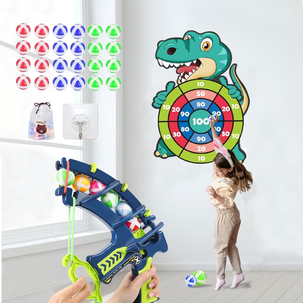 Target Shooting Games Kids Toys, DMG Archery Toy Set, Safe Shooting Games Toys, 1 Dinosaur Bow and Arrow with 24 Sticky Balls for 4 5 6 7 8 9 Years Old Boys Girls Toy Set Gift