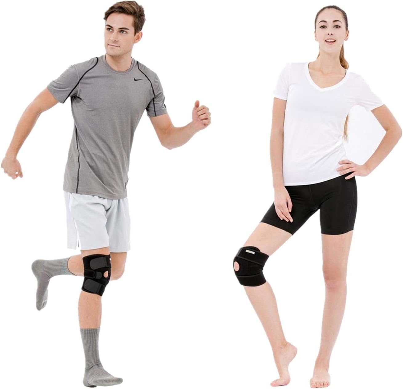 Knee Support Open Patella Stabilizer with Adjustable Strapping & Extra Thick Breathable Neoprene Sleeve Single Pack