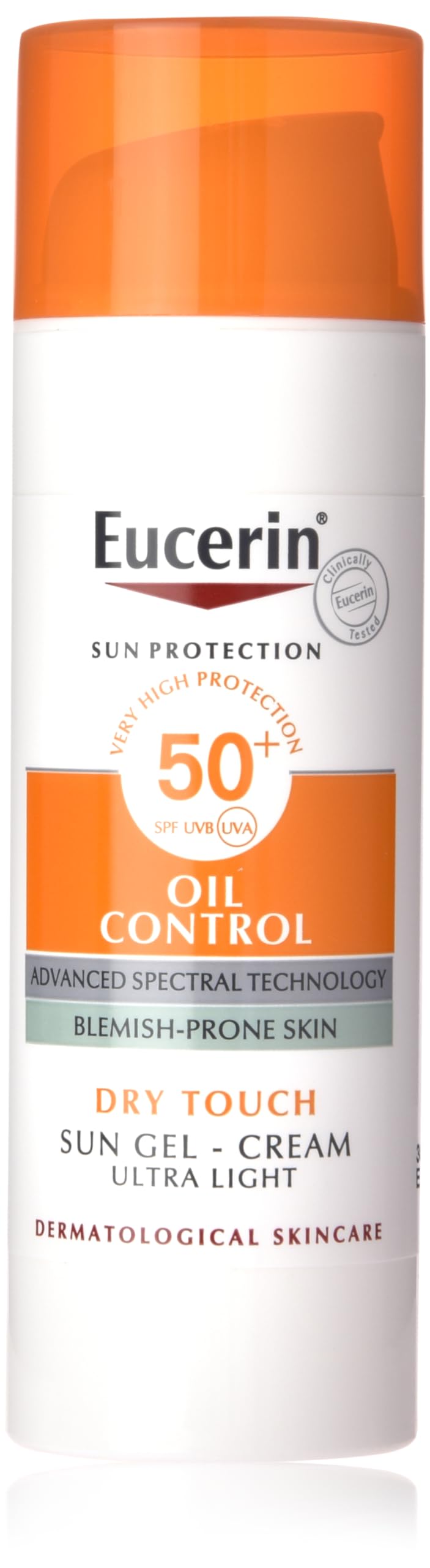 Eucerin Face Sunscreen Oil Control Gel-Cream Dry Touch, High UVA/UVB Protection, SPF 50+, Light Texture Sun Protection, Suitable Under Make-Up