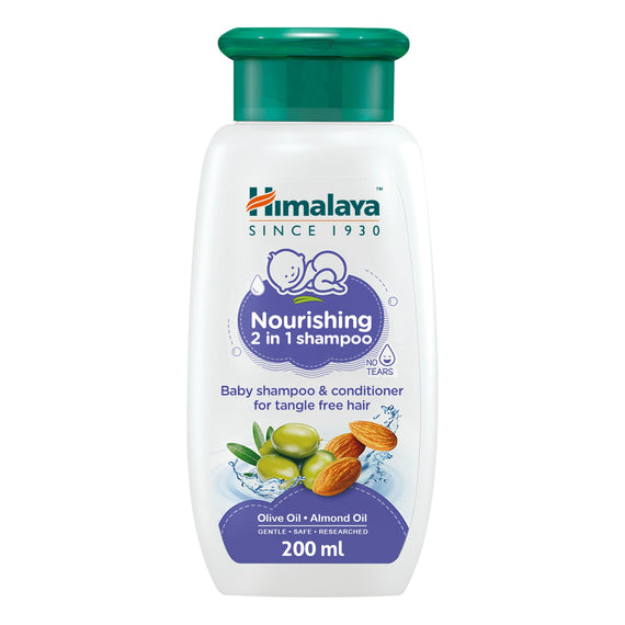 Himalaya No Tears 2in1 Nourishing Baby Shampoo & Conditioner with Olive & Almond Oils for Deeply Moisturized and Tangle-Free Hair, pH Balanced, Free from Alcohol, Parabens & Sulphates- 200ml