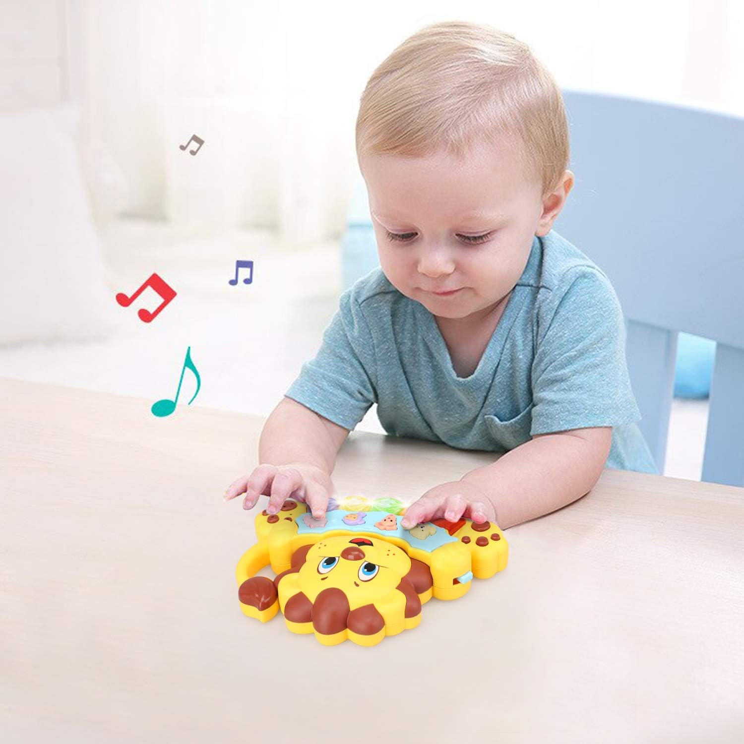 لعبة تعليمية على شكل اسد من ستيم لايف - لعبة موسيقية للاطفال والرضع بتصميم بيانو مضيء - كيبورد موسيقي يحتوي على 5 مفاتيح مرقمة - مثالية للاولاد والبنات من عمر سنتين