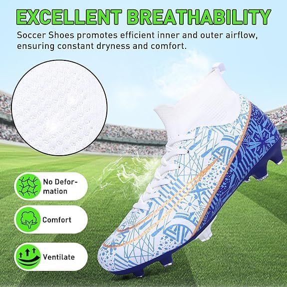 AUTOYSUR Soccer Cleats for Mens Turf Soccer Shoes Indoor Footall Cleats High Ankle Football Boots Wide Training Sneaker