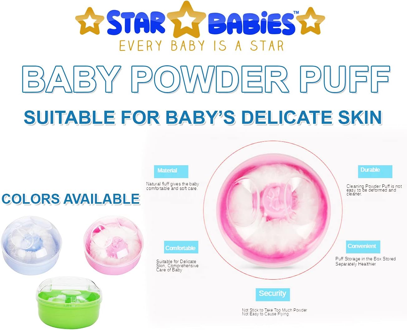 Star Babies Baby Powder Puff, Blue, Piece of 1