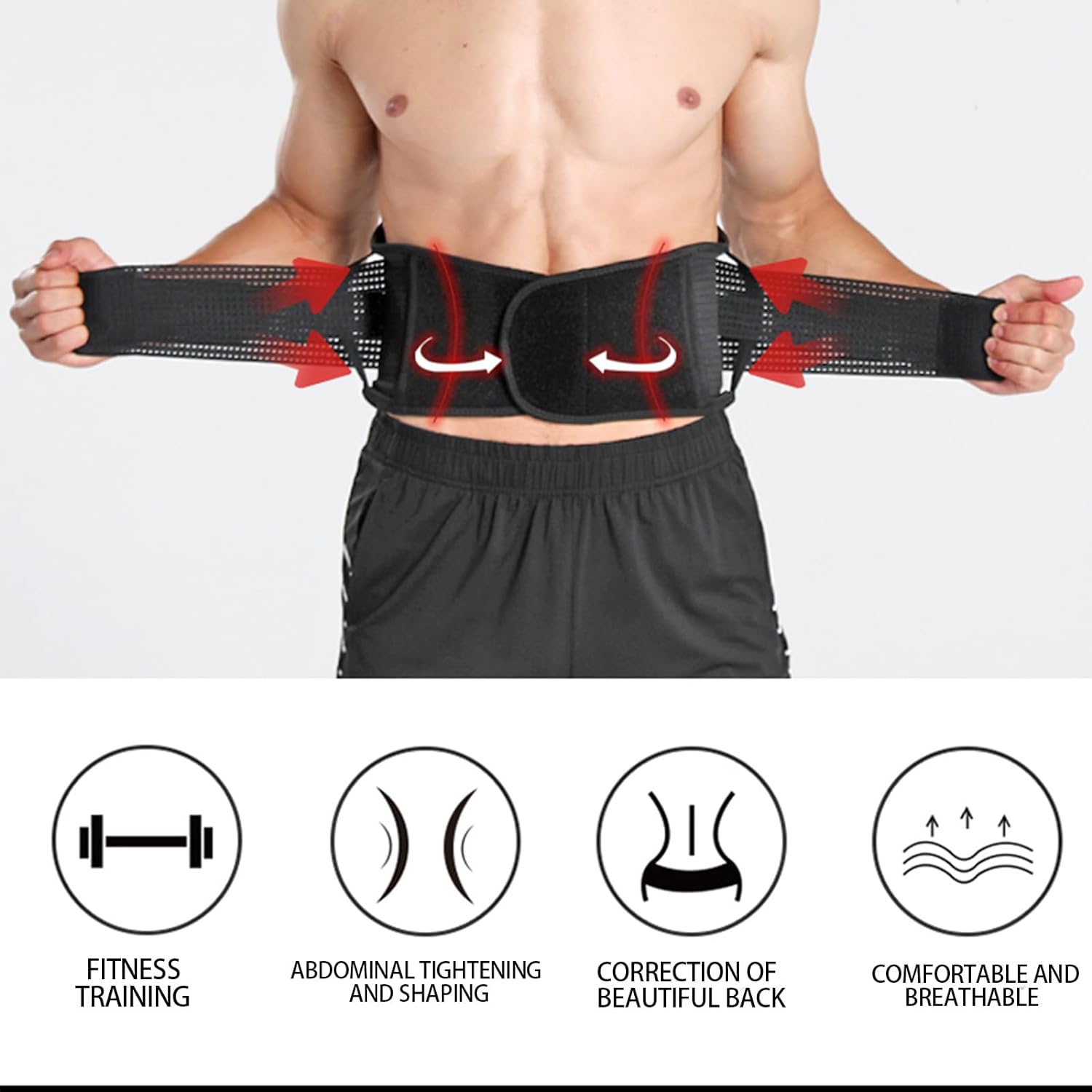 LinJie Weight Lifting Belt, Breathable waistband，Comfortable Lumbar & Back Support, Auto Locking Weight Belt to Keep Body in Proper Shape, Gym Belt for Squats, Deadlift, Cross Training