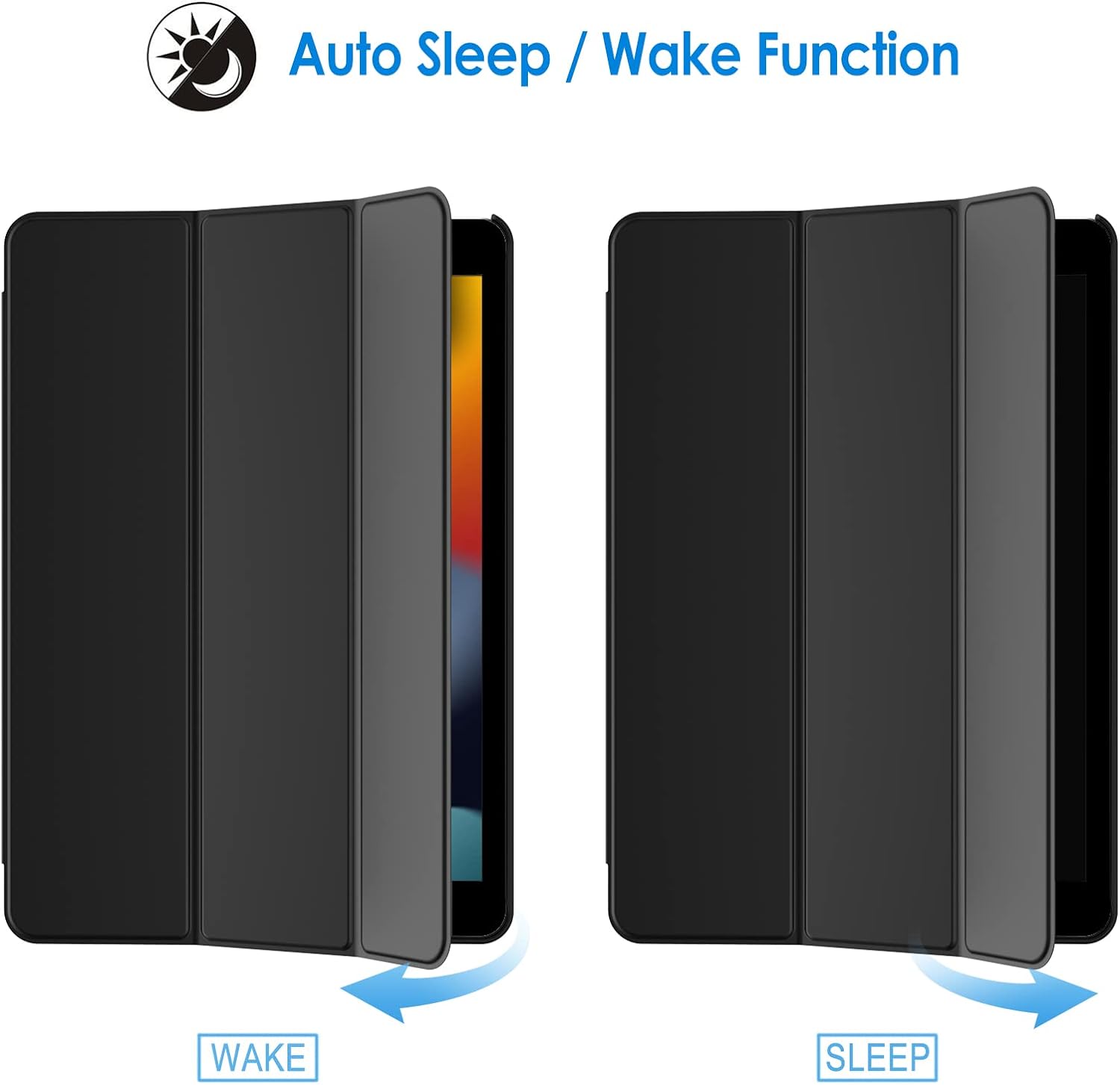 JETech Case for iPad 10.2-Inch (2021/2020/2019 Model, 9/8/7 Generation), Auto Wake/Sleep Cover (Black)