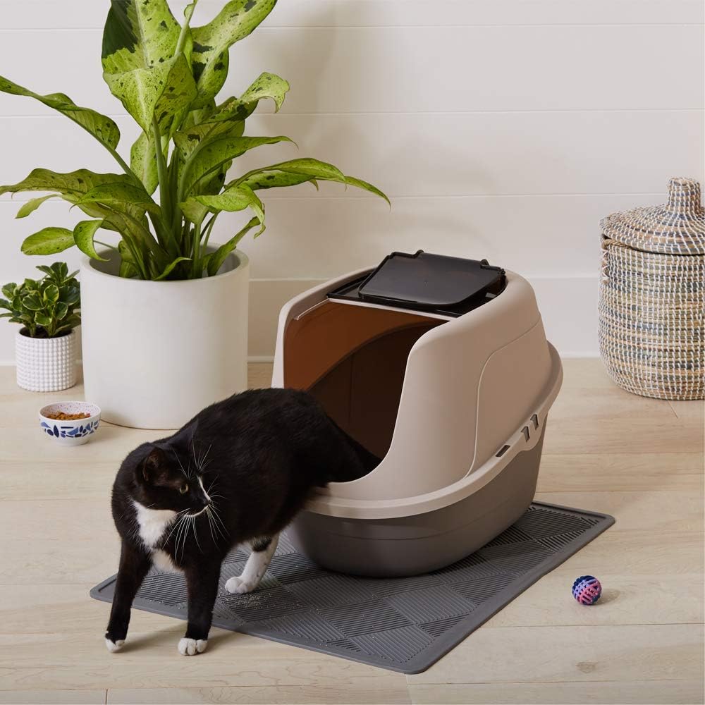 Basics No-Mess Hooded Cat Litter Box, 24 x 18 x 17 Inches, Large