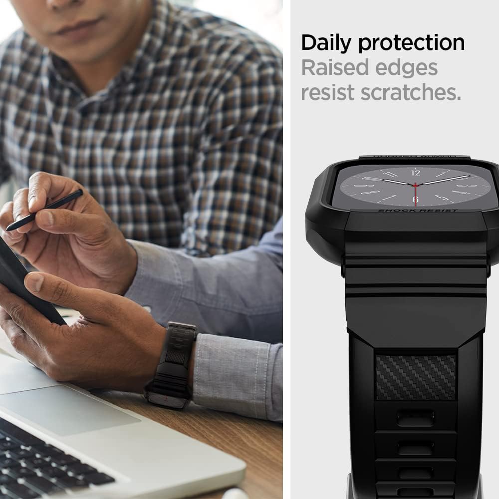 Spigen Rugged Armor PRO designed for Apple Watch Band with Case for Series 9/8/7 (45mm) and Series SE2/6/SE/5/4 (44mm)