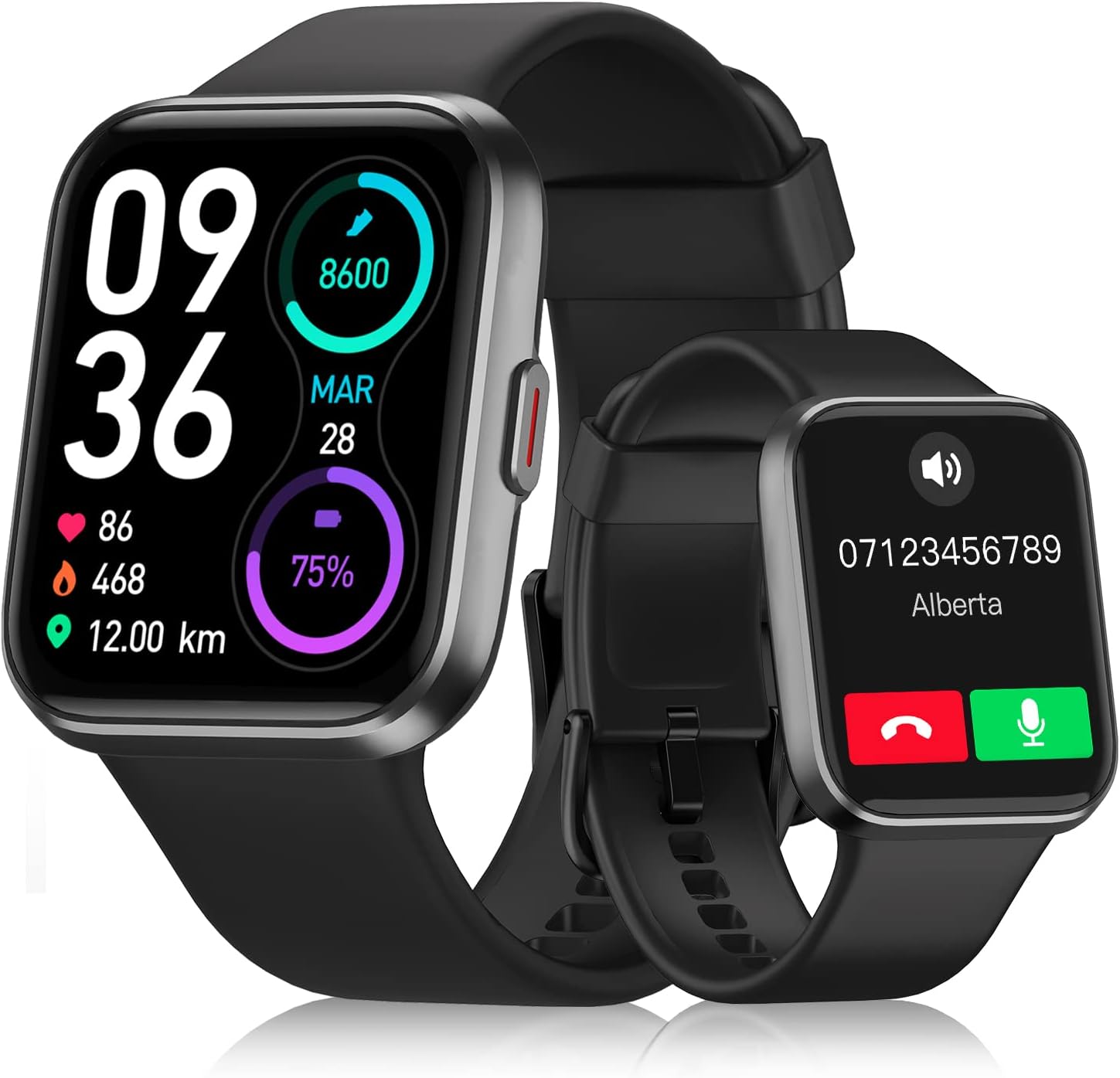 Aeac Smart Watch (Answer/Make Call) for Men Women,1.8" Fitness Watch for iPhone iOS Andriod with Heart Rate/Blood Oxygen/Sleep/Stress Monitor,100+ Sport Modes,Fitness Tracker IP68 Waterproof