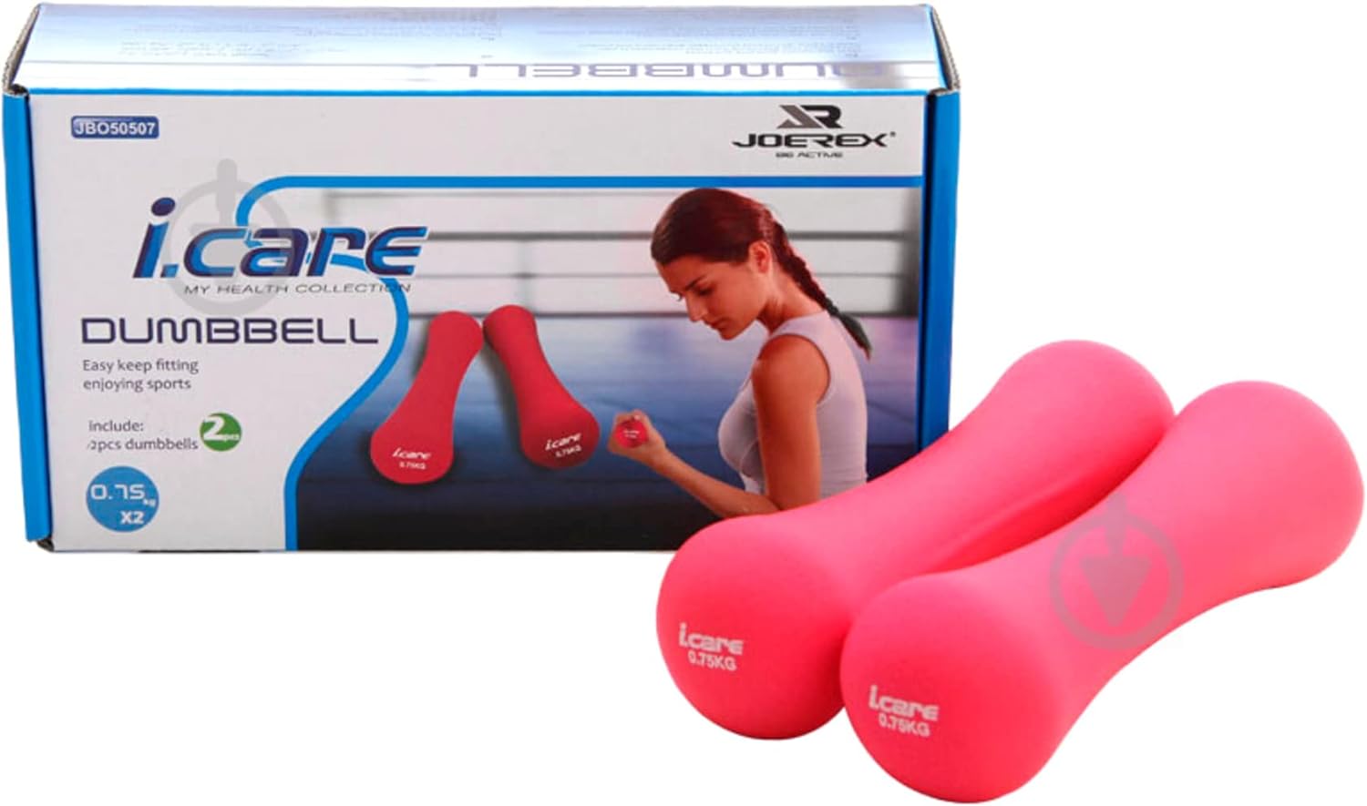 Joerex I.Care Exercise & Fitness Dumbbells, Bone Shape Dumbbell Set Of 2,Non-Slip - 1.5Kg/Pc, Pink