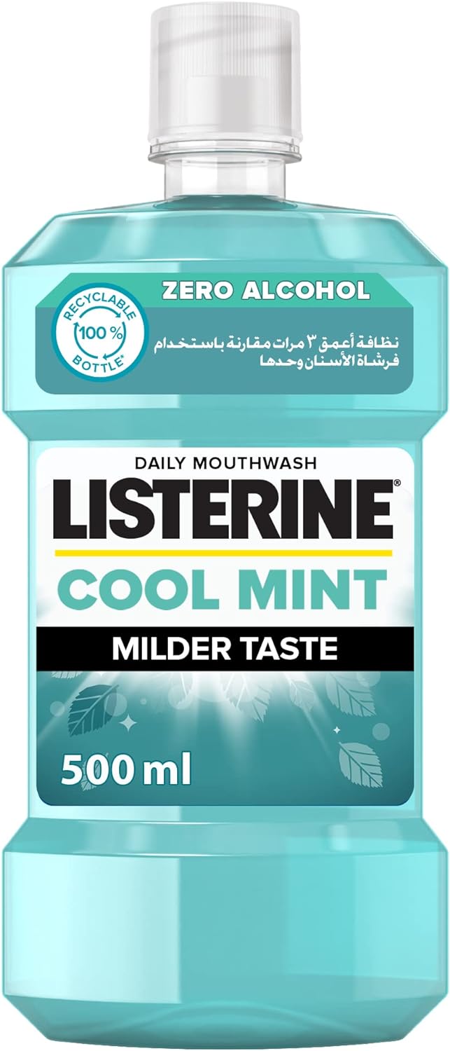 Listerine, Cool Mint Daily Mouthwash, Milder Taste, Mint Flavour, 500ml