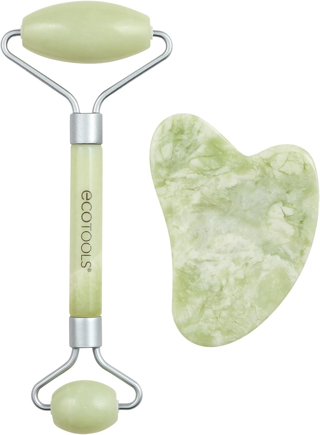EcoTools Jade Roller and Gua sha Facial Set, Face Roller and Massage Tool, 100% Jade Skincare Essential
