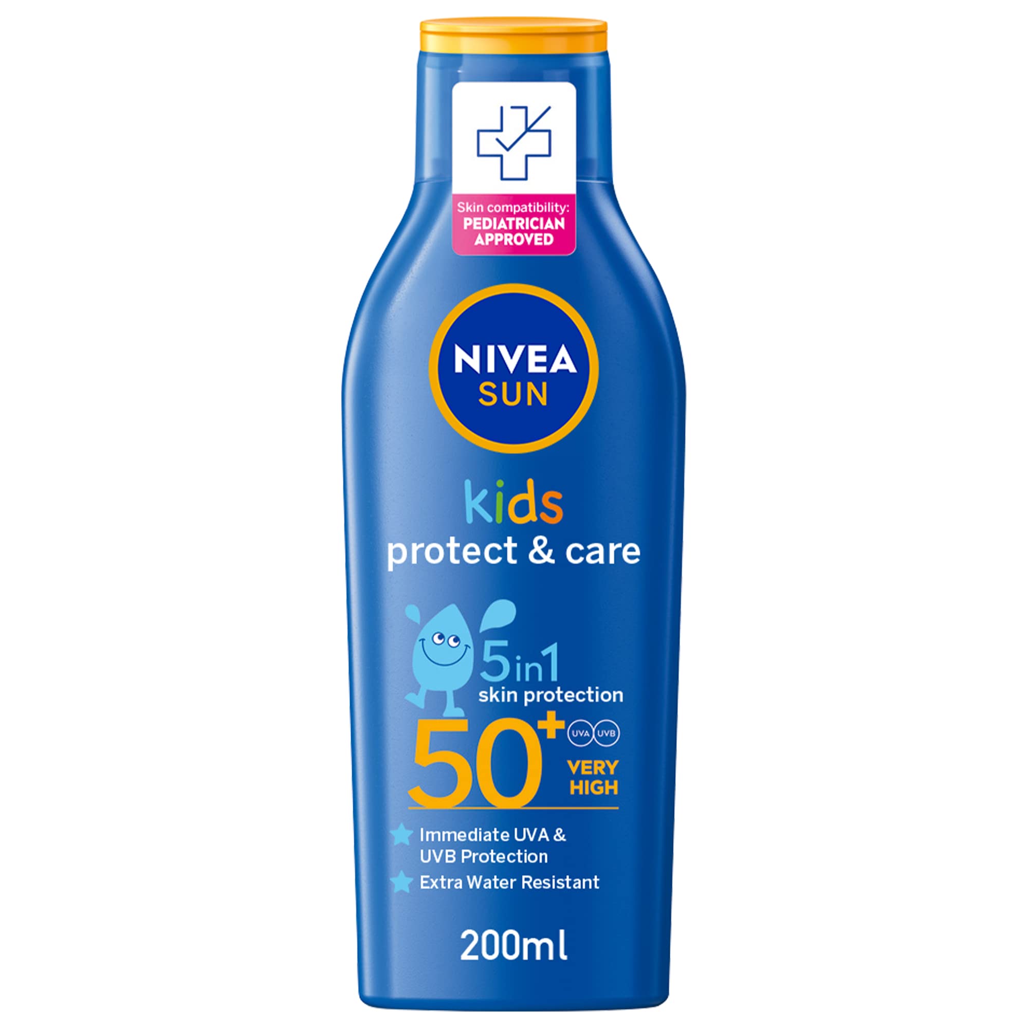 NIVEA SUN Kids Lotion, UVA & UVB Sunscreen Protection, Protect & Play Moisturizing, SPF 50+, 200ml