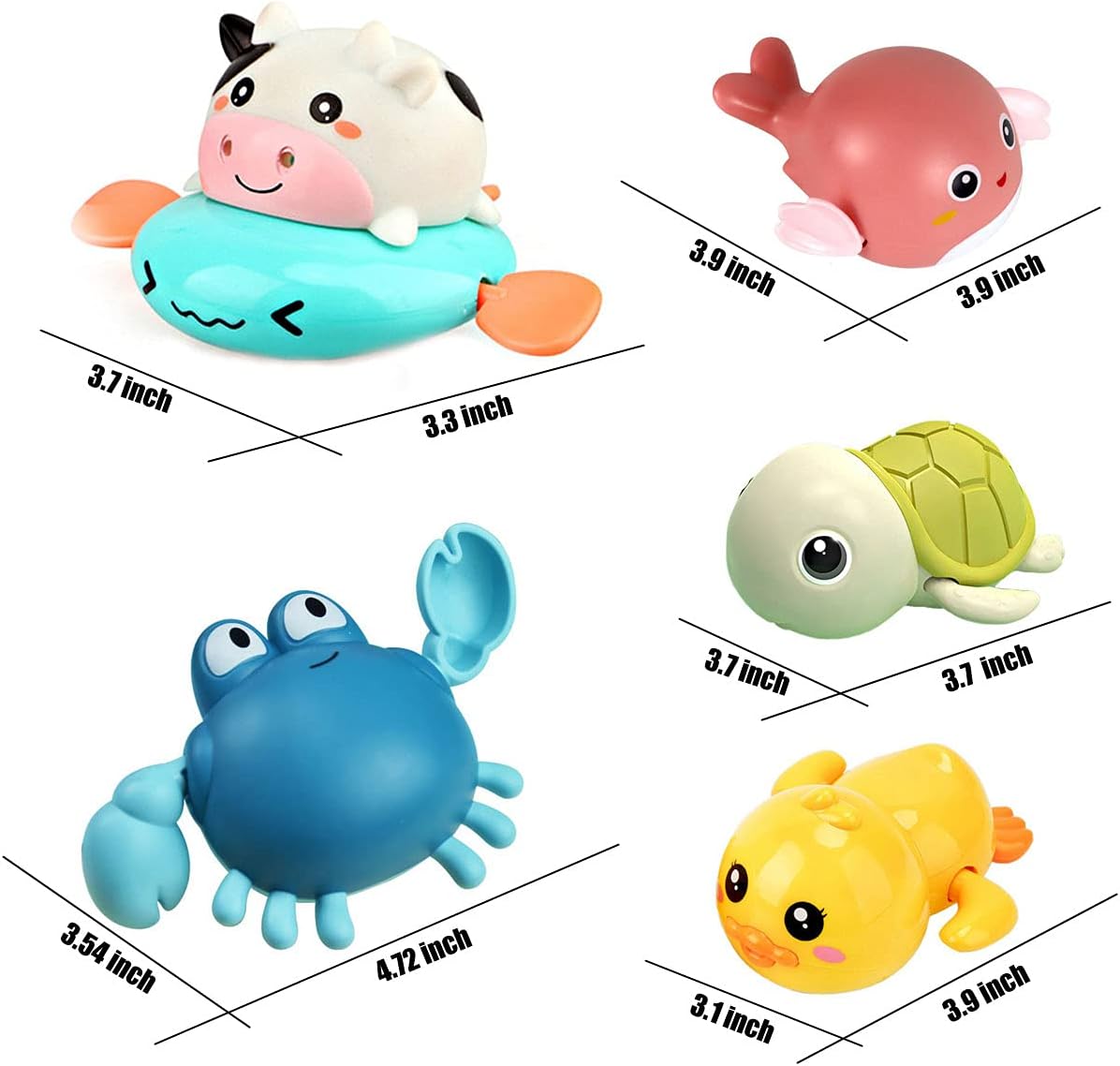 Bath Toy,Cute Animal Clockwork Bathtub Swimming Pool Toy,Baby Bath Toys for Toddlers 1-3, Boys & Girls Water Bath Toy Set,5 Pack