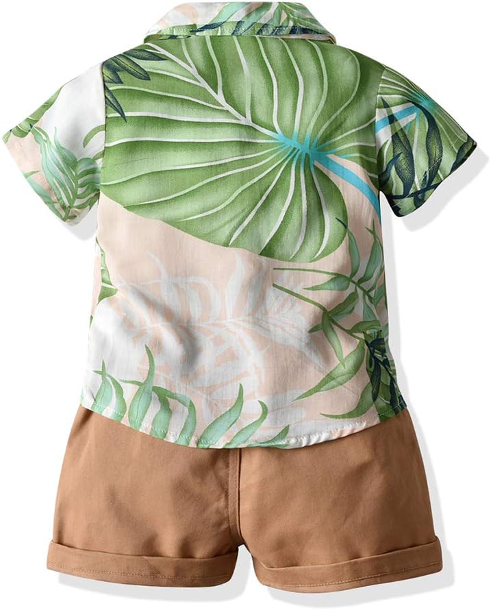 [2024 New Design]Baby Boys Toddler Baby Boys Summer Outfit Floral Beach Shirts (Style2, 80 (9-12 Months))