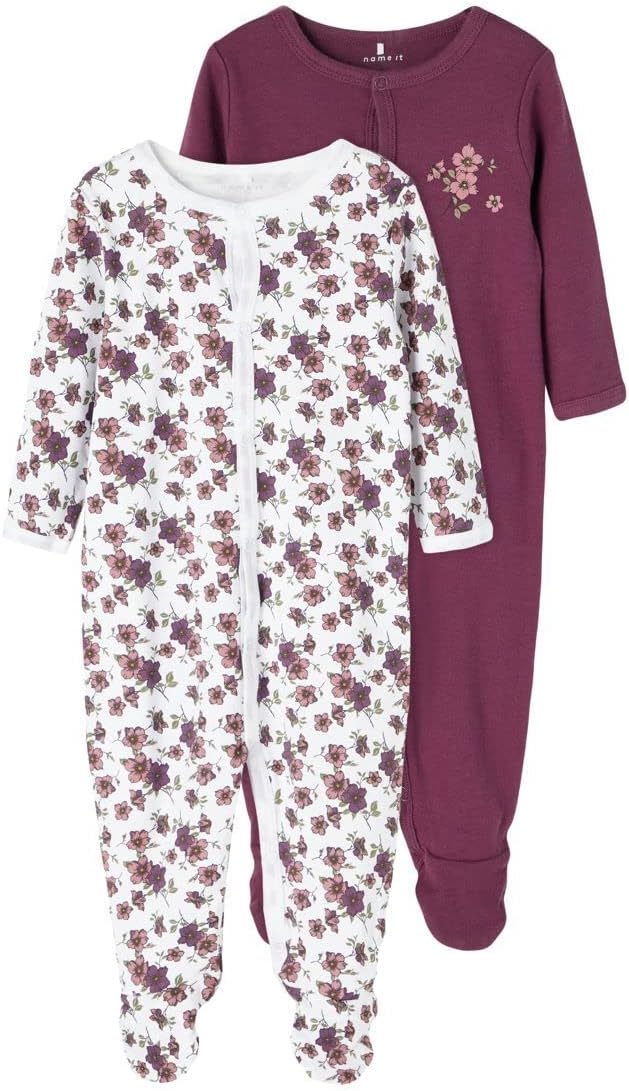 Name It Baby Girls Nbfnightsuit 2p W/F Prune Purple Noos Baby and Toddler Sleepers