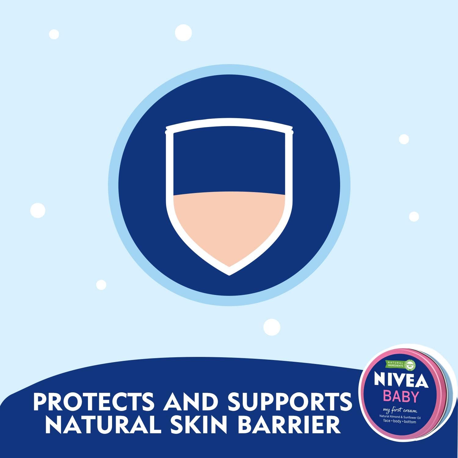 NIVEA Baby Care Kit with Natural Ingredients: Head To Toe Shampoo & Bath, 500ml + Caring Oil Delicate, 200ml + My First Cream All Purpose Cream, 150ml