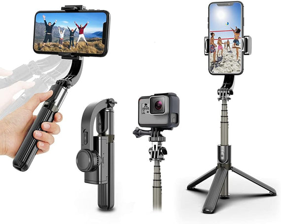 UPXON Selfie Stick Gimbal Stabilizer, 360 Rotation Tripod with Wireless Remote, Portable Phone Holder, Auto Balance 1-Axis Gimbal for Smartphones Tiktok Vlog Youtuber Live Video Record