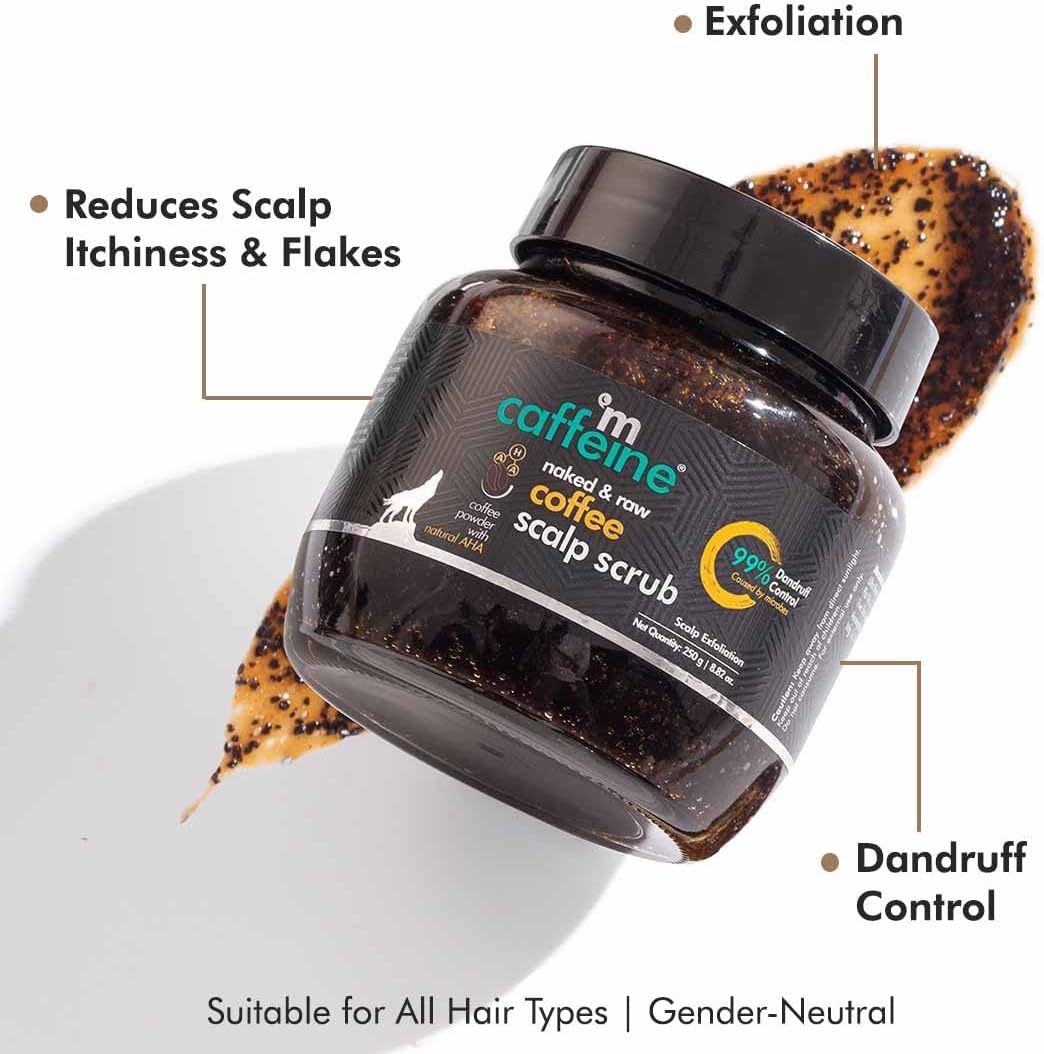 mCaffeine Anti Dandruff Coffee Scalp Scrub - 99% Dandruff Control Treatment for Men & Women | Scalp Exfoliator & Dandruff Remover | For Itchy Scalp in Hot & Humid Weather- 250gm