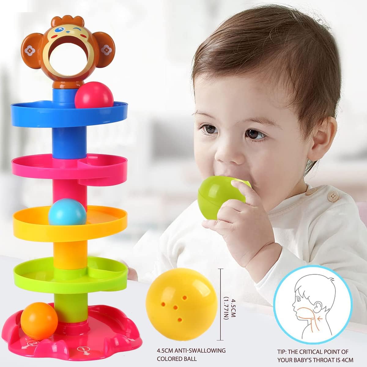 Ball Drop and Roll Swirling Tower for Baby and Toddler Development Educational Toys, Birthday Gifts for 1 2 Year Old Boys and Girls Activity Toys