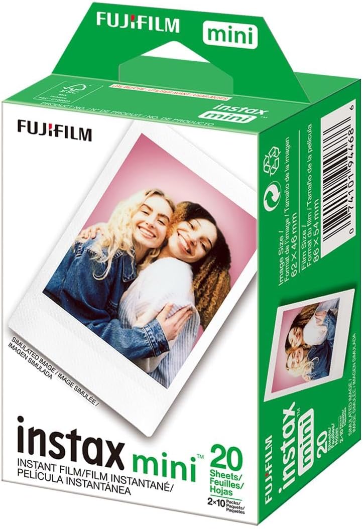 Fujifilm INSTAX Mini Instant Film 2 Pack = 20 Sheets (White) for Fujifilm Mini 8 & Mini 9 Cameras, Model:4332059078