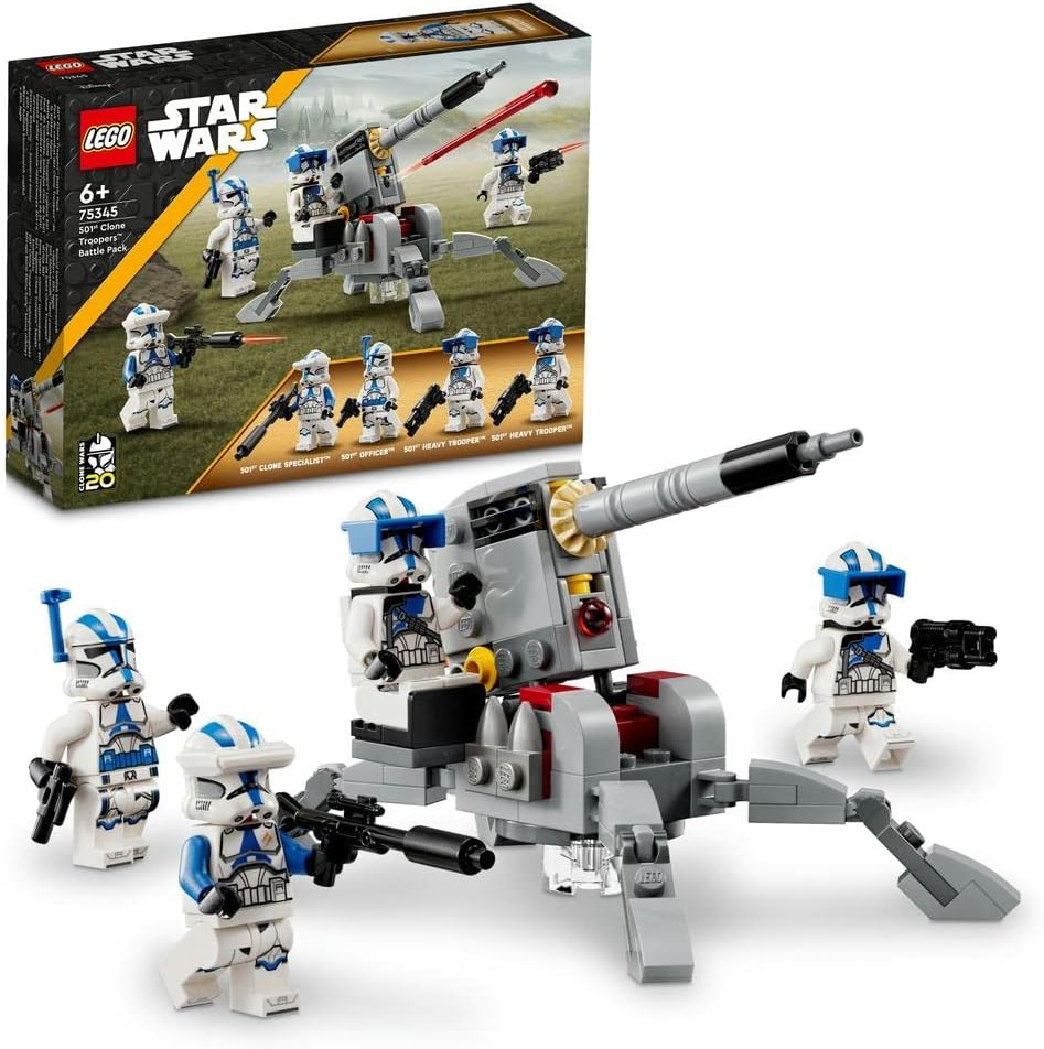 LEGO Star Wars 501st Clone Troopers Battle Pack, Official Star Wars x LEGO Building Blocks Set, Age 6+, 75345 (119 pieces)