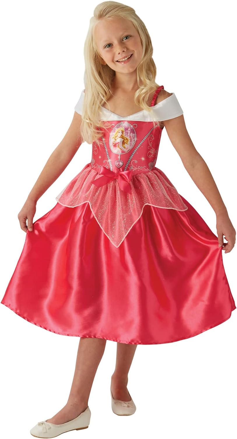 Rubies Official Girl's Disney Princess Fairy Tale Sleeping Beauty Costume Aurora - Medium, Red, 620538M