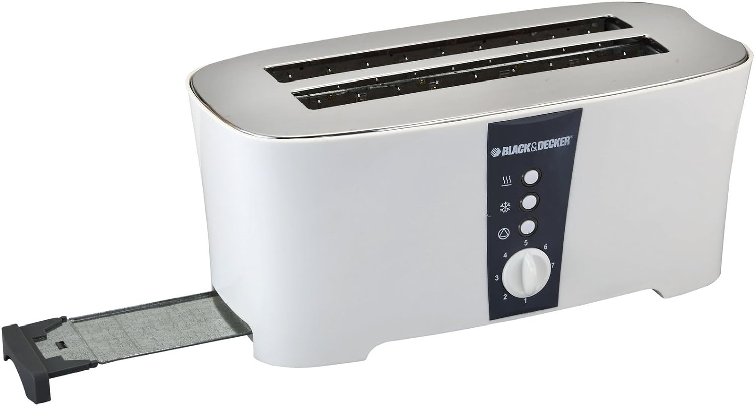 BLACK+DECKER 1350W 4 Slice cool touch Toaster with Electronic Browning Control White ET124-B5