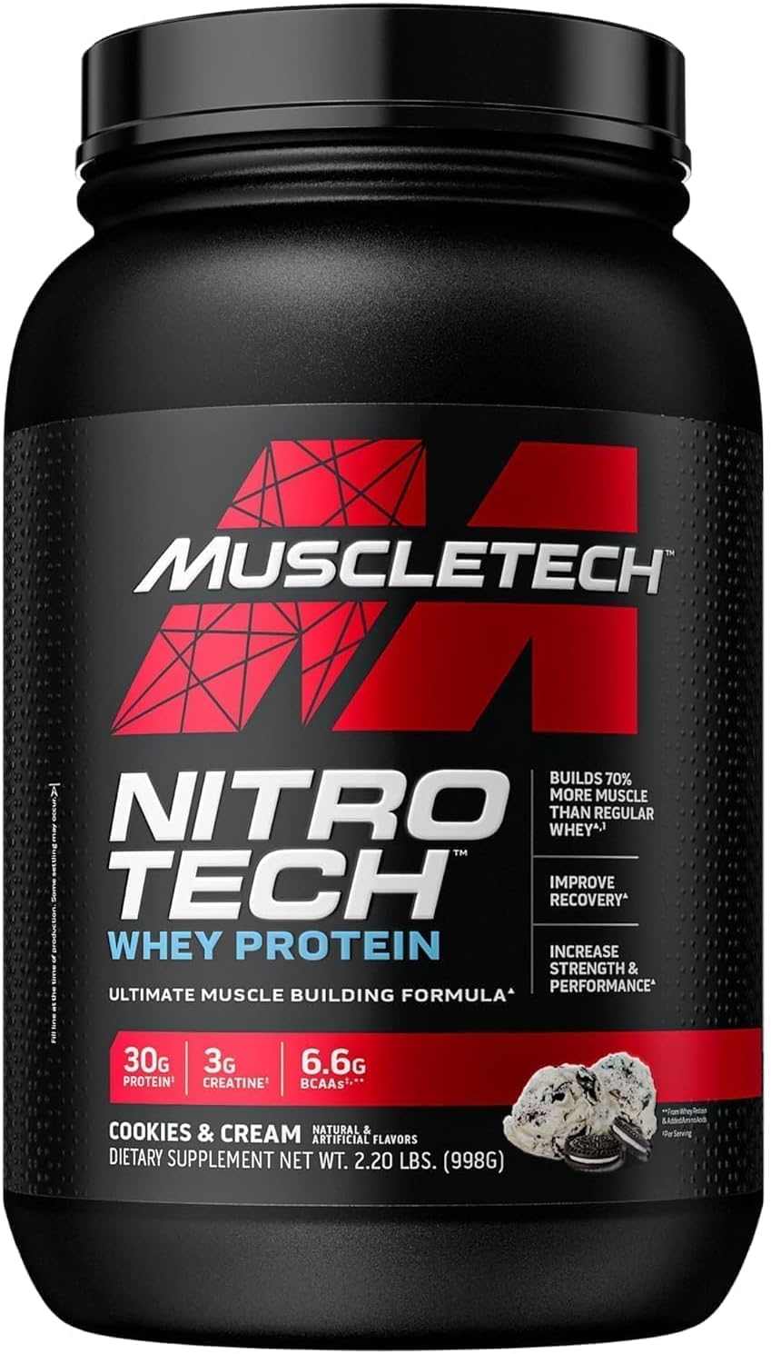 Muscletech Nitro-Tech Cookies and Cream Whey Protein Powder 998 g