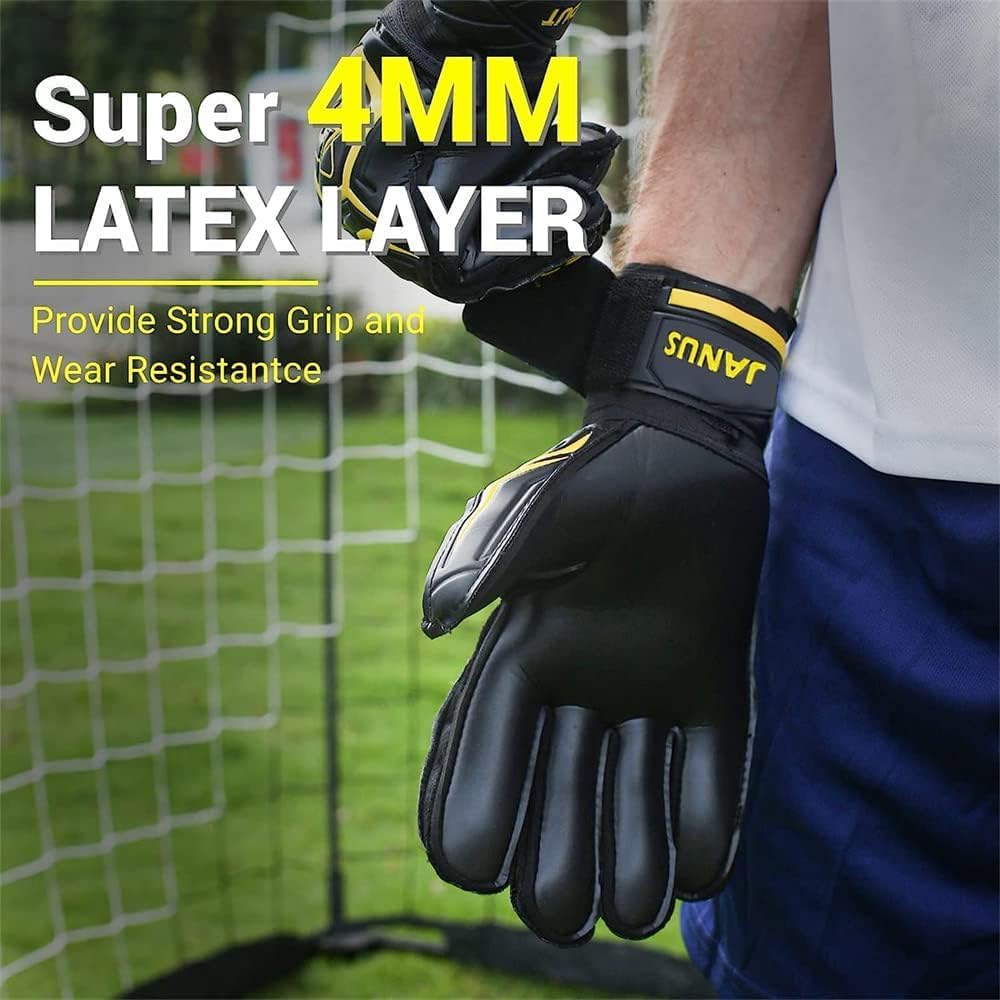 Football Goalkeeper Gloves with Fingersave, Breathable Soccer Goalie Gloves, 4mm Latex, for Kids Youth and Adult
