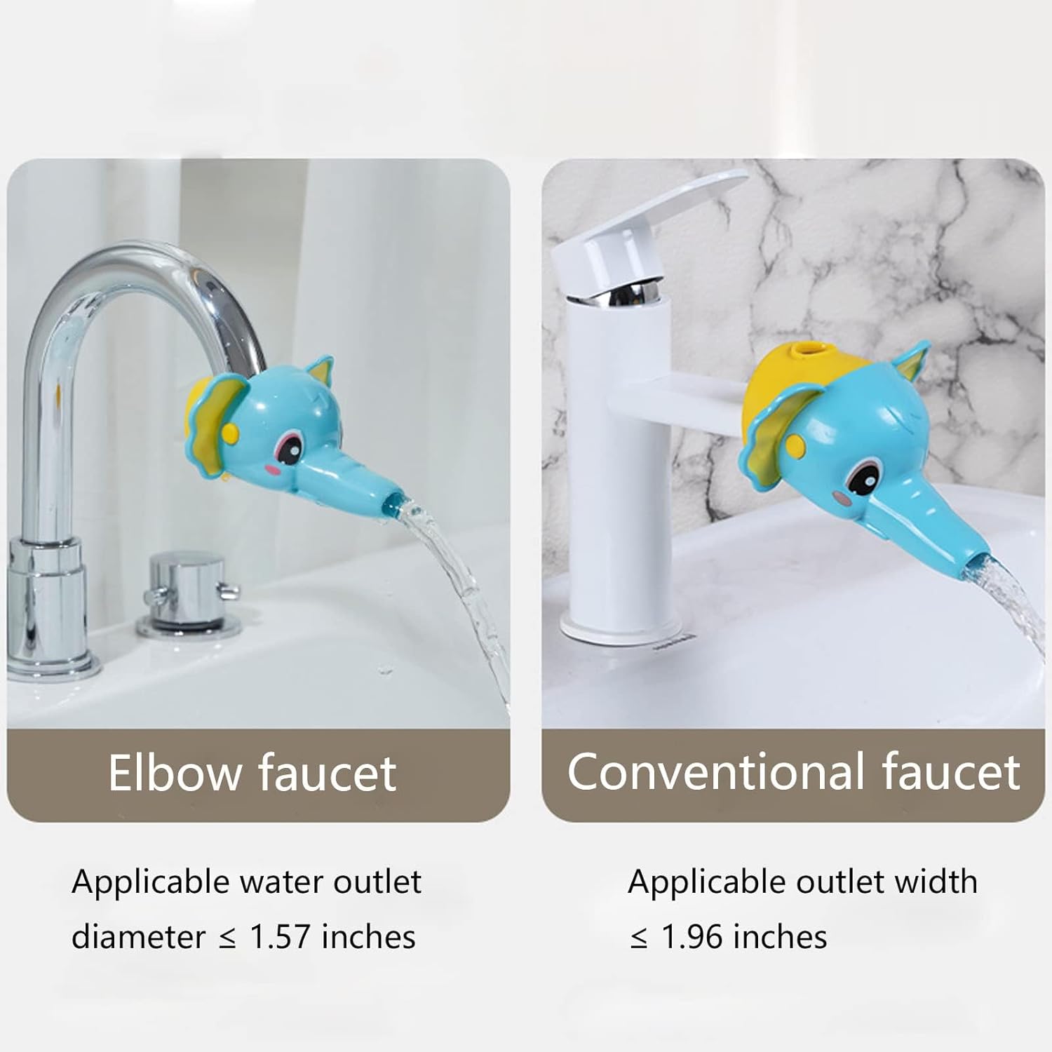 Faucet Extender for Toddlers, Elephants Faucet Handle Extender Set -ABS Material, Cartoon Faucet Extender for Kids Baby - Easy to Use Animal Water Tap Extenders for Toddler Boy Girlb(2 PCS)