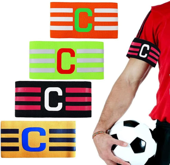 Soccer Captain Armbands, 4 Pcs Football Captains Armbands Velcro, Football Netball Hockey Rugby Adjustable Size Elasticated Retractable Football Band for Adult and Youth