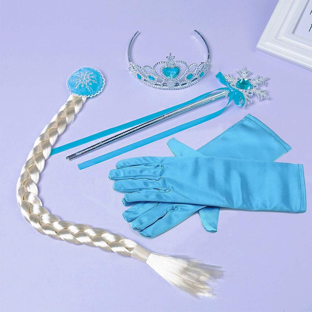 VanStar Snow Queen Costumes,Dress Girls Party Cosplay Girl Clothing Snow Queen Birthday Princess Dress Kids Costume Blue Costume With Accessory Set