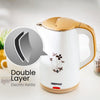 Geepas Double Layer Electric Kettle, Cordless |Stainless Steel Inner, Boil Dry Safety & Auto Shut Off | Heats Up Quickly Easily Boiler For Hot Water, Tea Coffee, White, 1.8L 1500W, GK6138