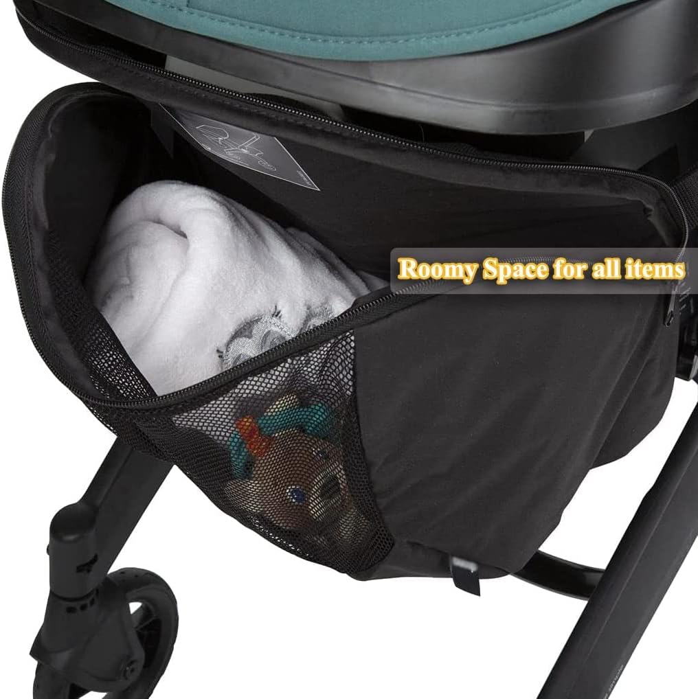 Infant Stroller Clip-On Storage Bag for Doona, Pram Buggy Organizer Bag with Non-Slip Zipper Snap-On Stroller Bag & Large Storage Space, Baby Stroller Pushchair Accessory for Doona