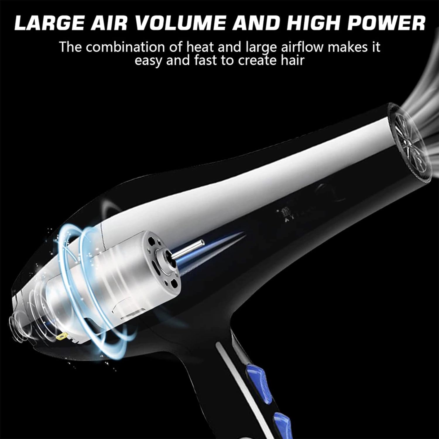 2200w Hair Dryer, Upgraded Version Salon Fast Drying Ion Professional Hairdryer With Diffuser, Fast Drying Blow Dryer Low Noise With 2 Speed and 3 Heat Setting For Curly and Straight Hair