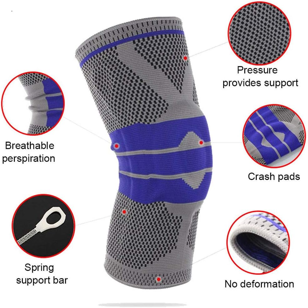 Yarramall 2 Pieces Adjustable Elastic Sports Knee Brace with Gel Support and Side Rods Compression Knee Pad Knee Support for Running, Basketball, Volleyball, Mountain Bike and Sports Activities