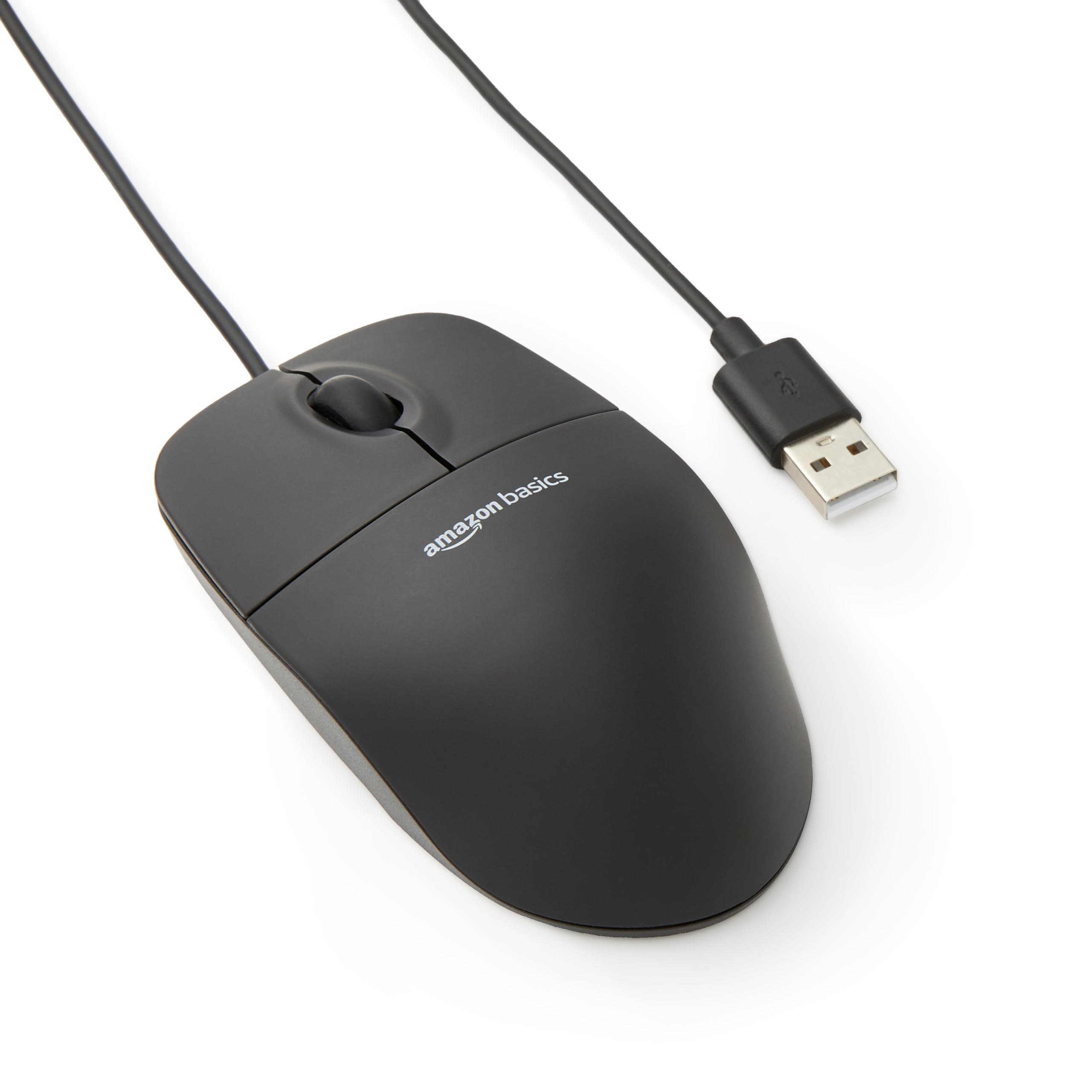 Button Wired USB Computer Mouse, Single, Black
