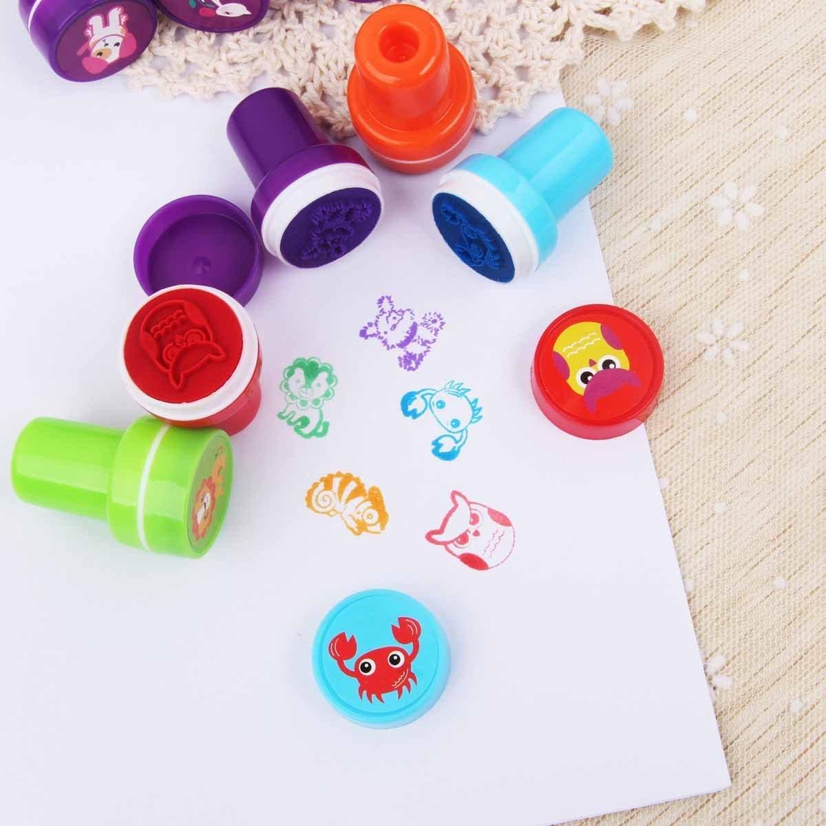 CHANEDE Alphabet Stamps for Kids,26 Pieces Self-Ink Washable Stampers Toys for Children Crafts Party Favor,School Prizes,Birthday Gift,Learn Props (26 Pieces Animals Stampes New)
