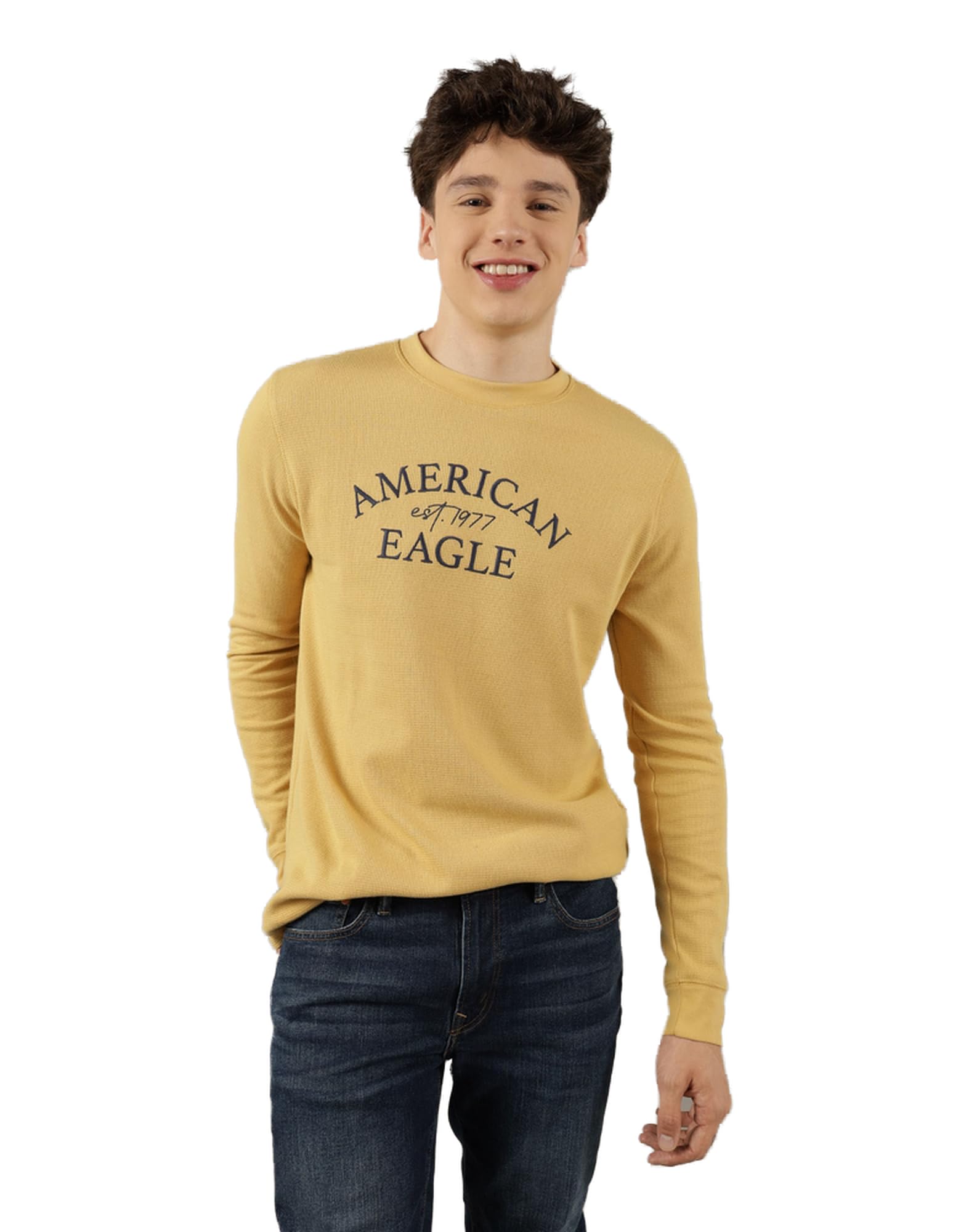 American Eagle Mens Long-Sleeve Logo Graphic Thermal T-Shirt