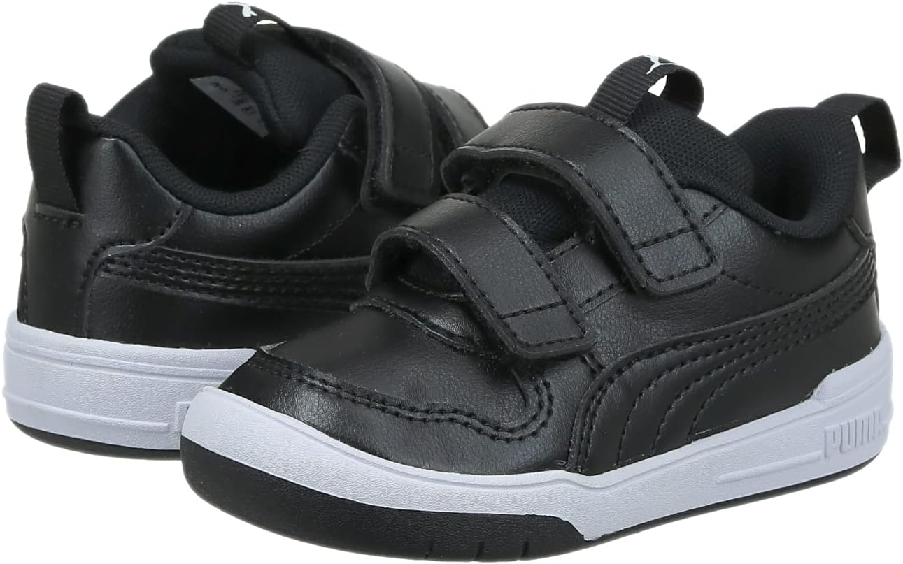 PUMA unisex-child Multiflex Sneaker, Puma Black-Puma White, 19 EU