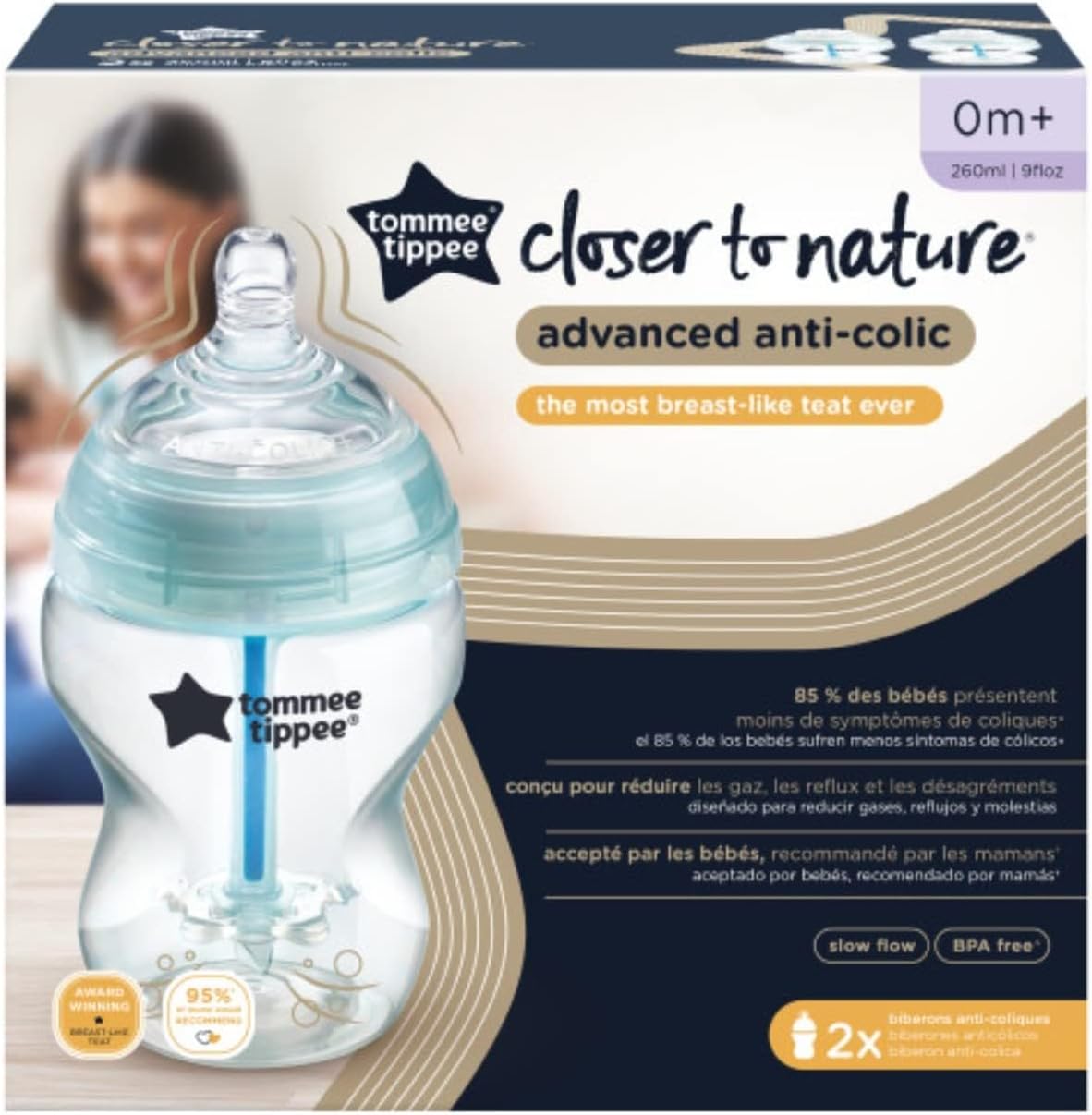 Tommee Tippee Advanced Anti-Colic, 2 x 260 ml (Pack of 1)