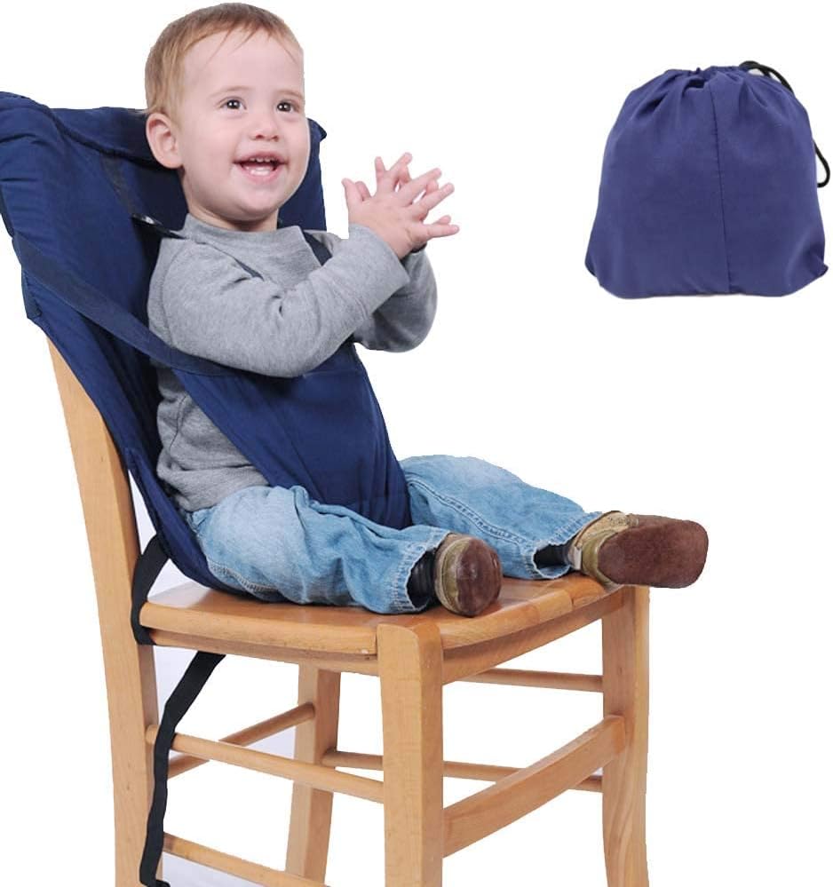 SYOSI Toddler High Chair Seat Cover, Portable Baby Dining Chair Safety Harness for Feeding Baby Suitable for Most Chairs (Dark Blue)