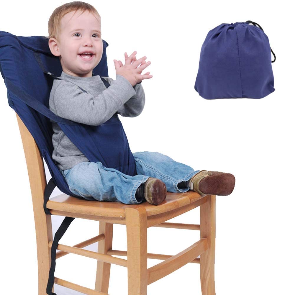 SYOSI Toddler High Chair Seat Cover, Portable Baby Dining Chair Safety Harness for Feeding Baby Suitable for Most Chairs (Dark Blue)