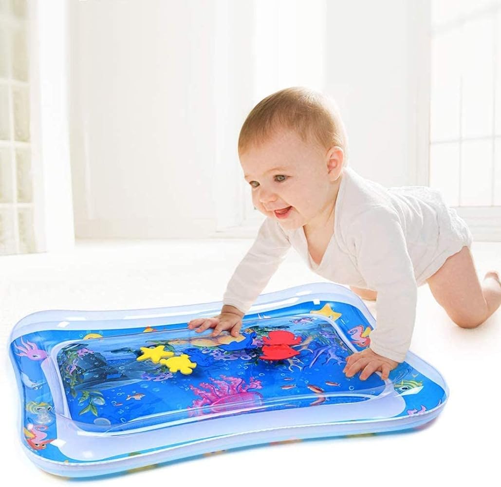 SHOWAY Baby Water Mat, Water Baby Game mat, Inflatable Baby Play Mat and Toddlers is The Perfect Fun time Play Activity Center Your Baby's Stimulation Growth, multi color