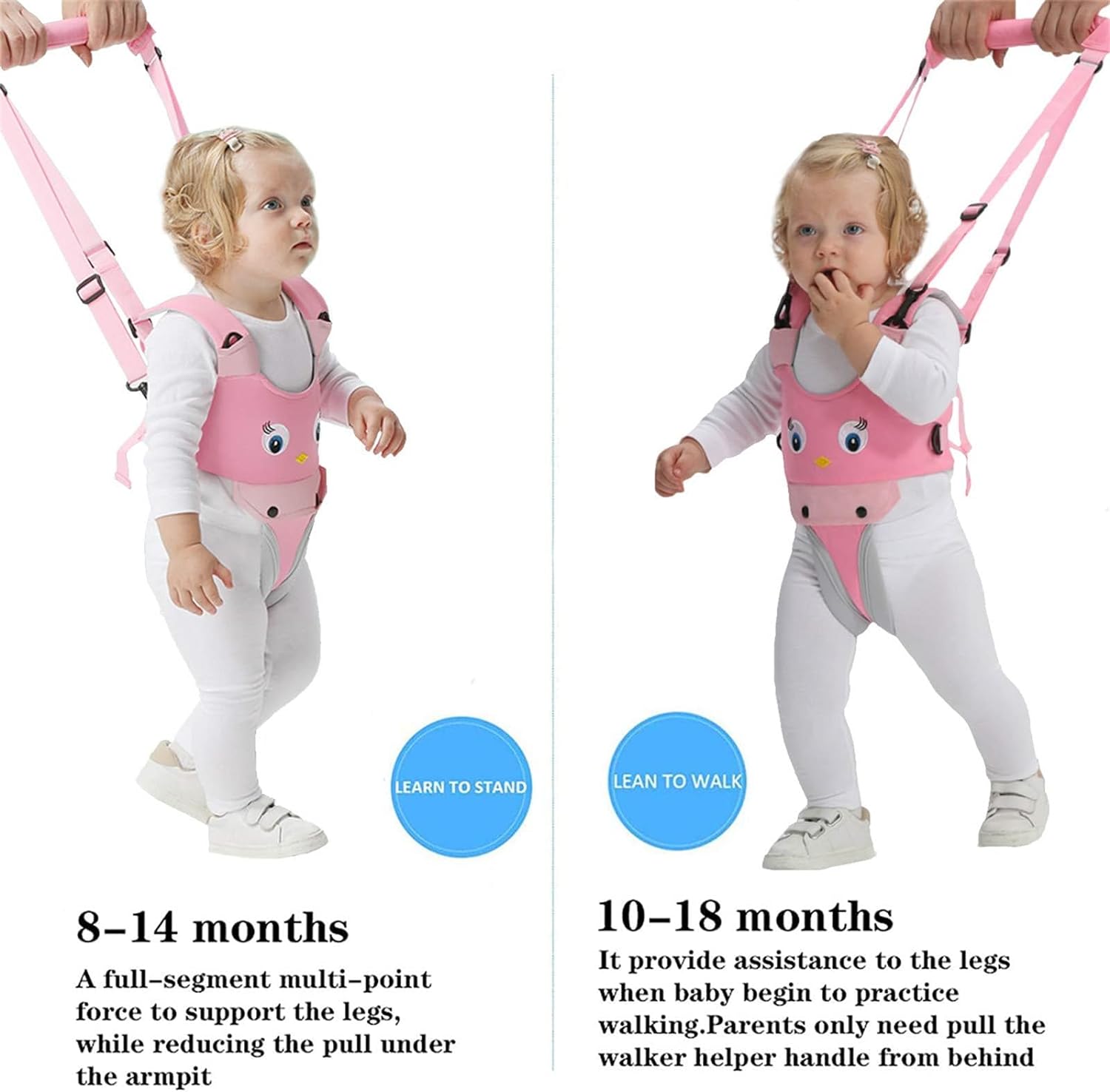 Joyzzz Baby Walking Harness, Baby Harness, Handheld Kids Walker Helper, Kids Walker Helper, Baby Walker Harness for Adjustable, Toddler Walking Harness for 6-36 Months Baby Infant Toddler Kids