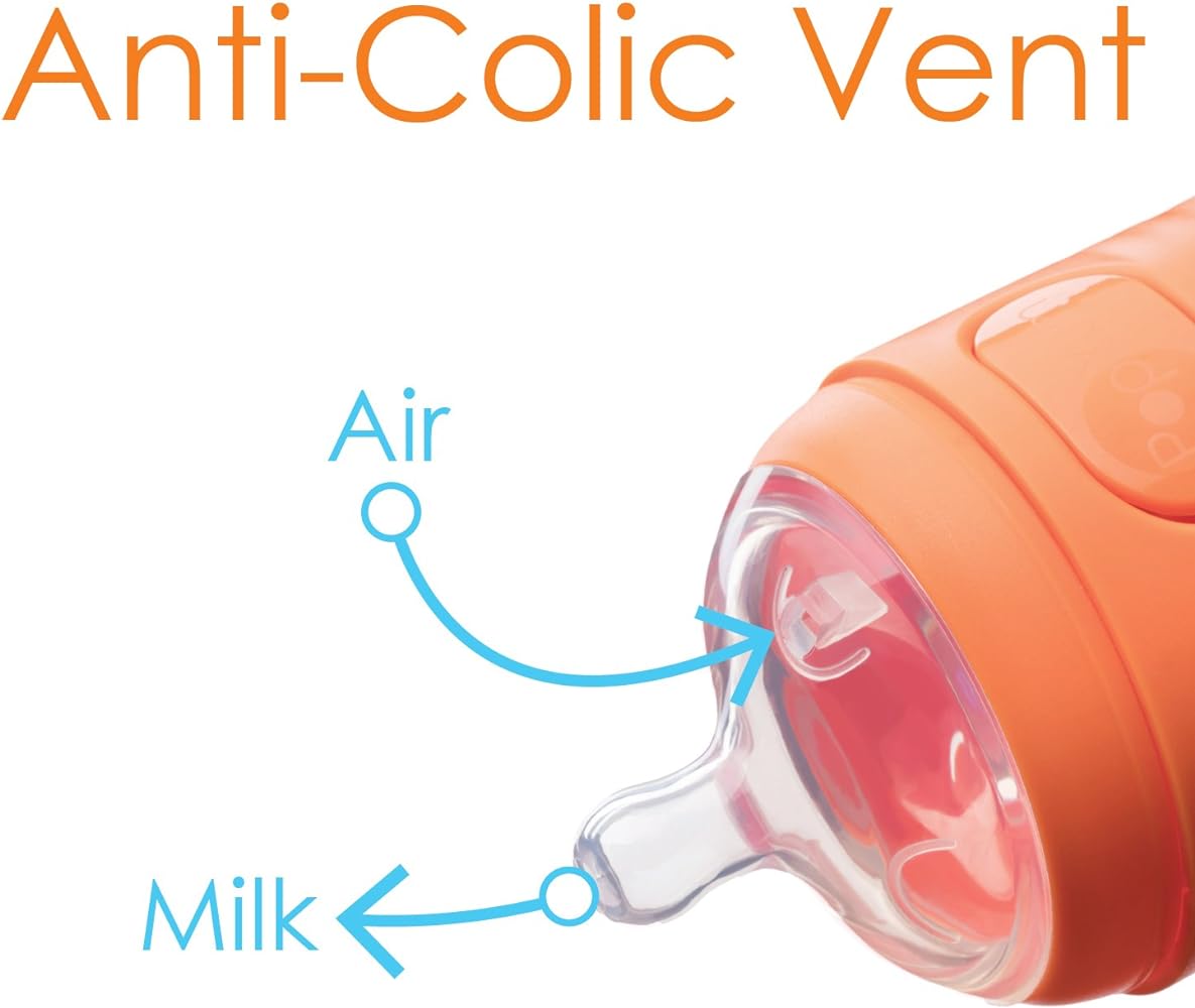 PopYum 150 ml Orange Anti-Colic Formula Making/Mixing/Dispenser Baby Bottles, 3-Pack (with #1 Nipples)