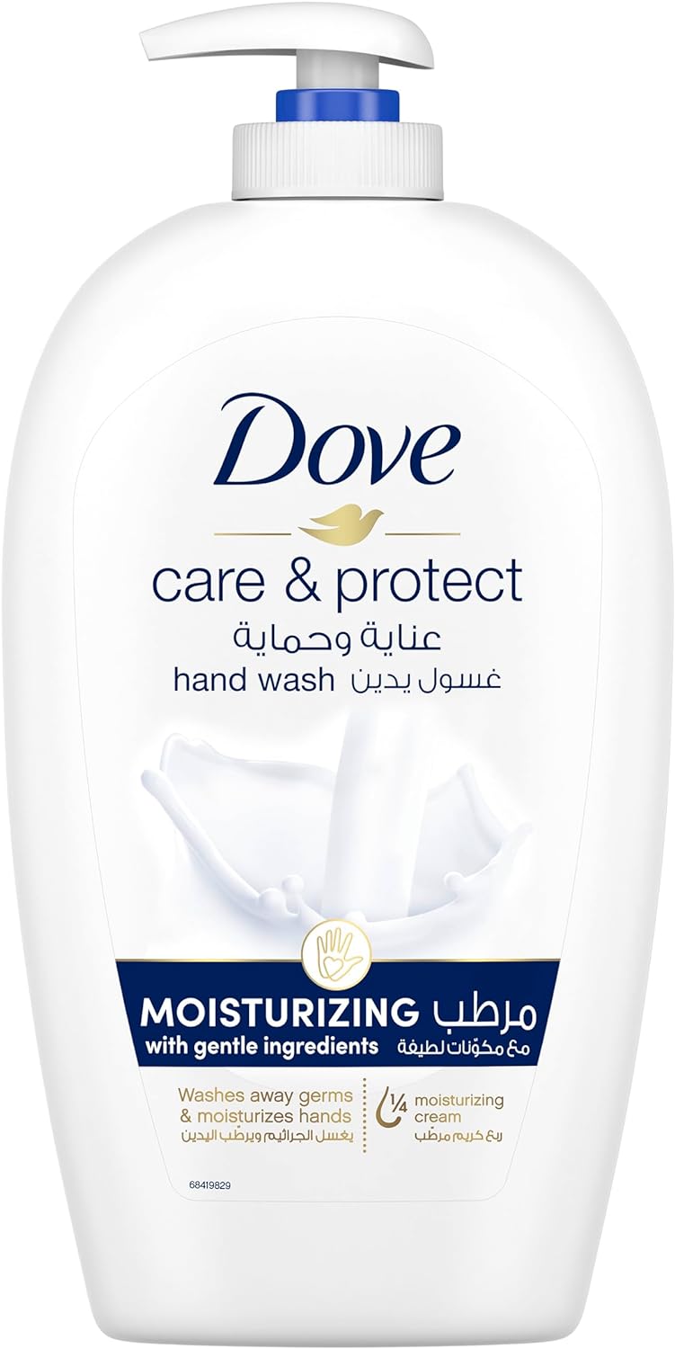 DOVE Care & Protect Moisturising Hand Wash, 100% sensitive skin friendly, Original, with ¼ moisturising cream, 500ml